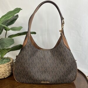 Michael Kors Kelsey MK Logo Shoulder Bag Tote Purse Brown RV $398
